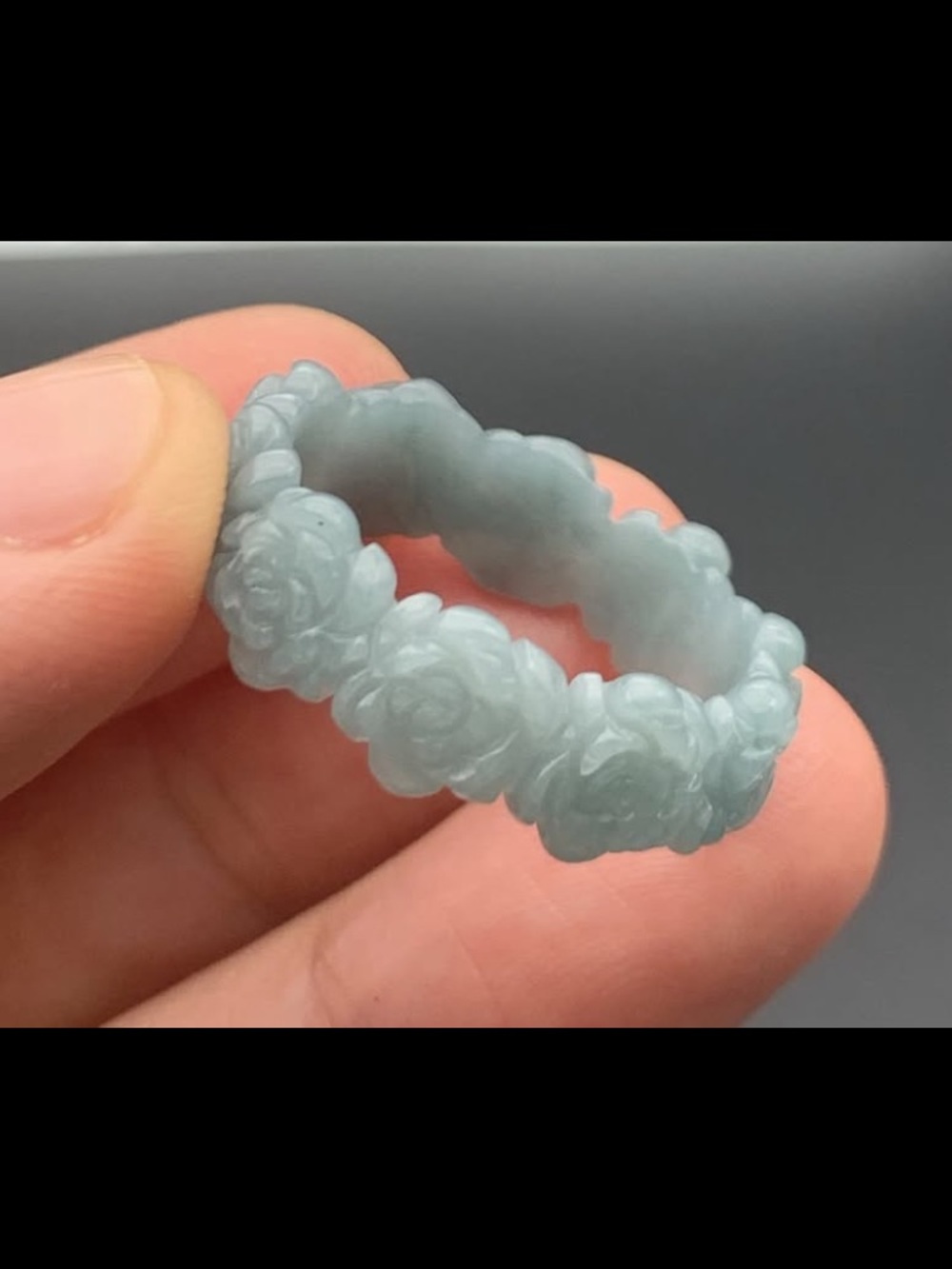 Elegant Blue Certificate Jadeite Jade  beautiful Luck Rose Flower ring size10.25